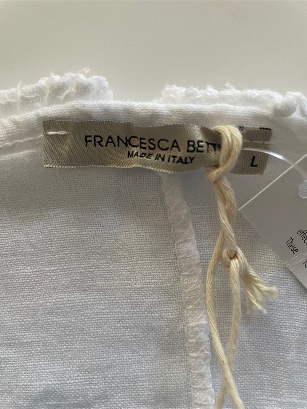 Francesca Bettini White Linen Ruffle Edge Midi Dress. L. NWT - Picture 7 of 12